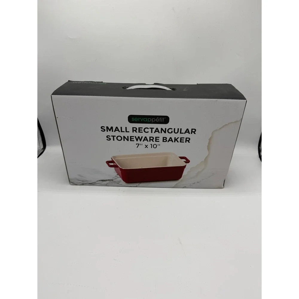 Servappetit Small Rectangular Stoneware Baker 7x10 Red Casserole Dish New